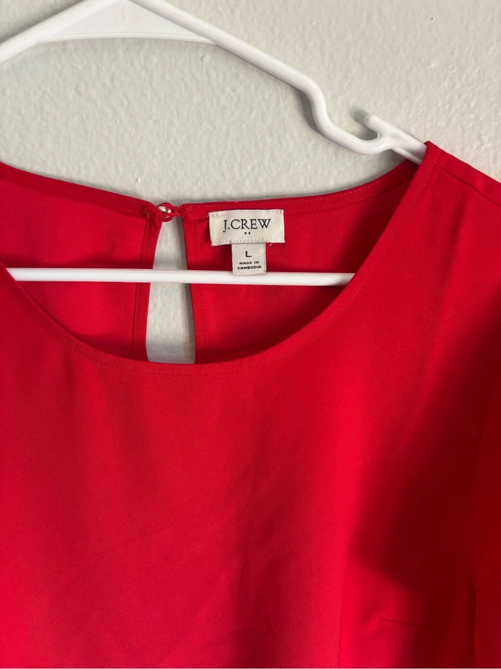 J. Crew women’s size large Bright Red Flutter-Sleeve Top blouse puff cap sleeves